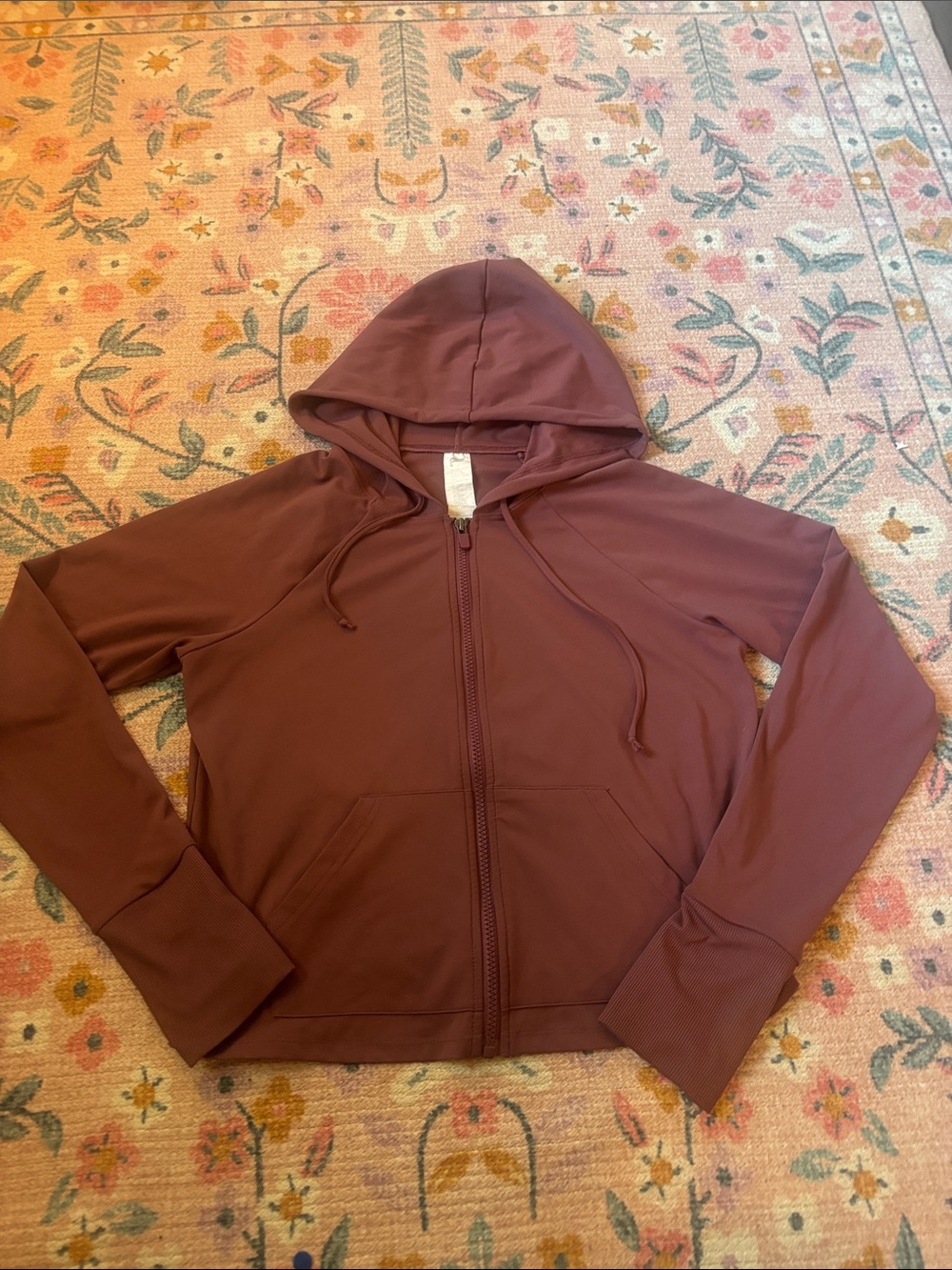 Fabletics Maroon Full-Zip Hoodie Jacket